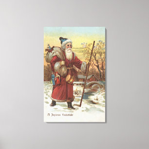 Jul GreetingSanta med att gå pinnen Canvastryck