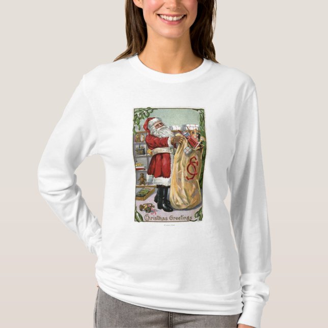 Jul GreetingSanta med den stora säcken Tröja (Framsida)