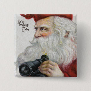 Jul GreetingSanta med kikare Knapp