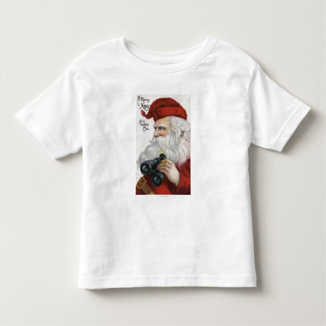 Jul GreetingSanta med kikare T-shirt (Framsida)