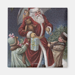 Jul GreetingSanta med paraplyet Magnet
