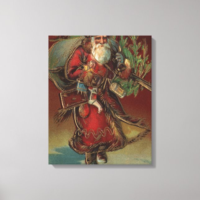 Jul GreetingSanta med presenter # 2 Canvastryck (Framsida)