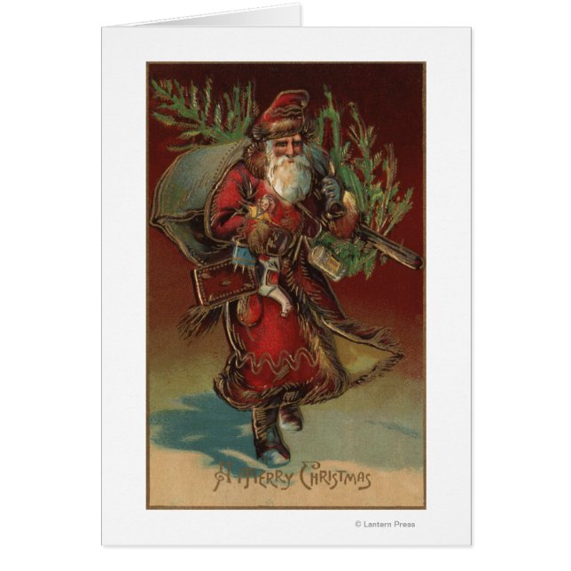 Jul GreetingSanta med presenter # 2 Hälsningskort (Framsidan)