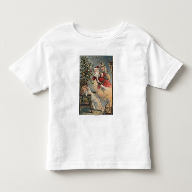 Jul GreetingSanta med träd och gåvor Tee Shirt (Framsida)