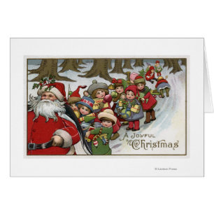 Jul GreetingSanta och hjälpredor Hälsningskort