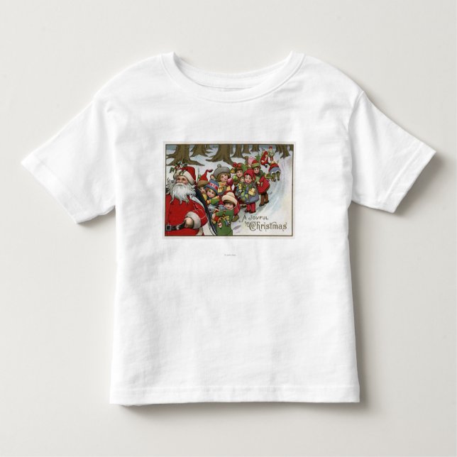 Jul GreetingSanta och hjälpredor T-shirt (Framsida)