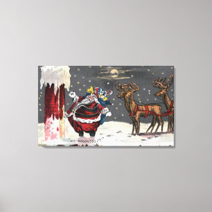 Jul GreetingSanta och lampglas Canvastryck