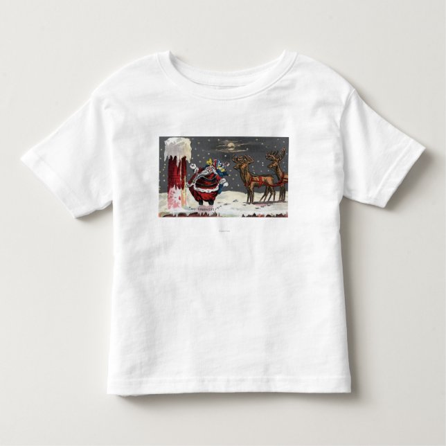 Jul GreetingSanta och lampglas T-shirt (Framsida)