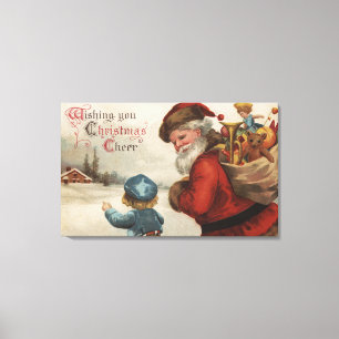 Jul GreetingSanta som talar med pojken Canvastryck