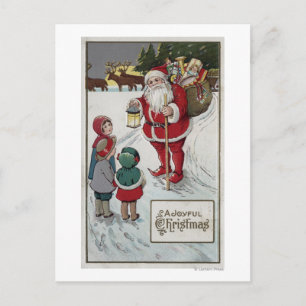 Jul GreetingSanta som talar till ungar Helg Vykort