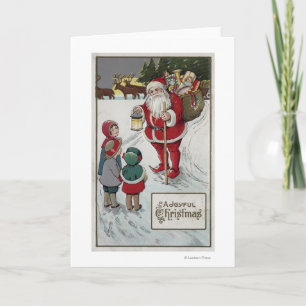 Jul GreetingSanta som talar till ungar Helgkort