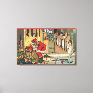 Jul GreetingSanta som ut drar gåvor Canvastryck