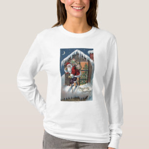 Jul GreetingSanta som ut klättrar fönstret Tee
