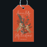 Jul Gren och Tigers Holly Jolly-jul Presentetikett<br><div class="desc">Jul gren med röda bär och söta tigrar,  Holly Joly-julens utmärkta vintage.l</div>