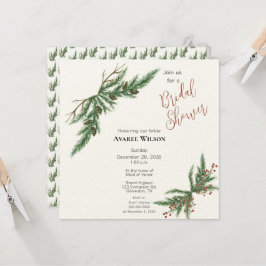 Jul Grenar Red and Grönt Shower Inbjudningar