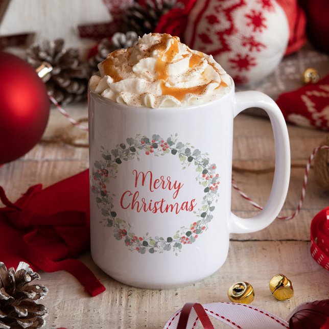 Jul Grey Botanical Festive Helgdag Kaffemugg (Christmas Greenery Botanical Festive Holiday Coffee Mug)
