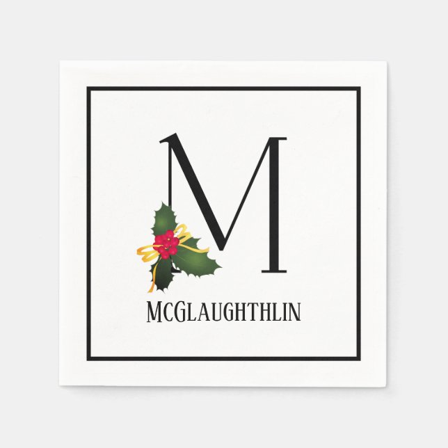 Jul Grey Elegant Monogram Brev M Papper Pappersservett (Framsidan)
