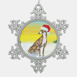 jul greyhound snöflinga pewter julgransprydnad