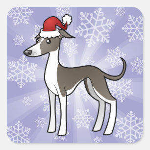 Jul Greyhound / Whioder / Italienskt Greyhound Fyrkantigt Klistermärke