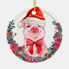 Jul Gris Cute Piglet Wansen Första jul Julgransprydnad Keramik
