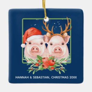 Jul Grisar Santa Reindeer lite Personlig Julgransprydnad Keramik