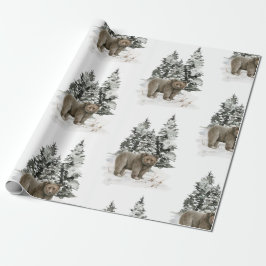 Jul Grizzly Bear Woodland Forest Snö Gift Presentpapper