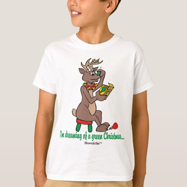 Jul: Grönt Nosed renen T Shirt (Framsida)