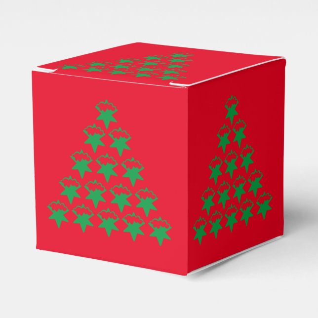 Jul Grönt Snö Stars Träd, röd bakgrund Presentaskar (Framsidan Sidan)