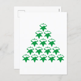 Jul Grönt Snö Stars Träd, vit bakgrund Helg Vykort