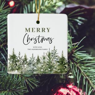 Jul Grönt Träd GOD JUL Julgransprydnad Keramik