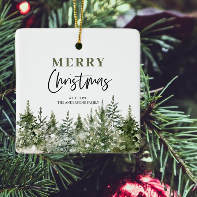 Jul Grönt Träd | GOD JUL Julgransprydnad Keramik (Skapare uppladdad)