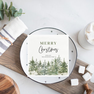 Jul Grönt Träd   GOD JUL Pappersservett