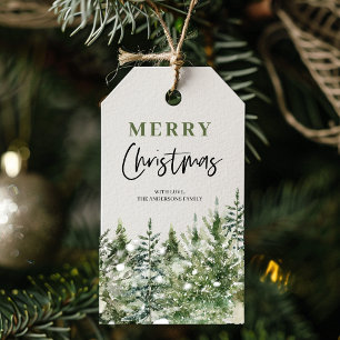 Jul Grönt Träd   GOD JUL Presentetikett