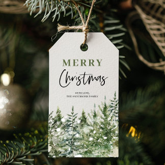 Jul Grönt Träd | GOD JUL Presentetikett