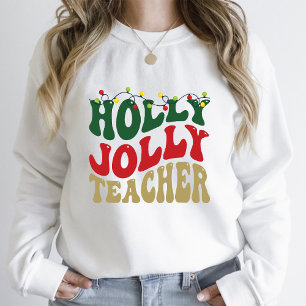 Jul Groovy Holly Jolly Teacher White T Shirt