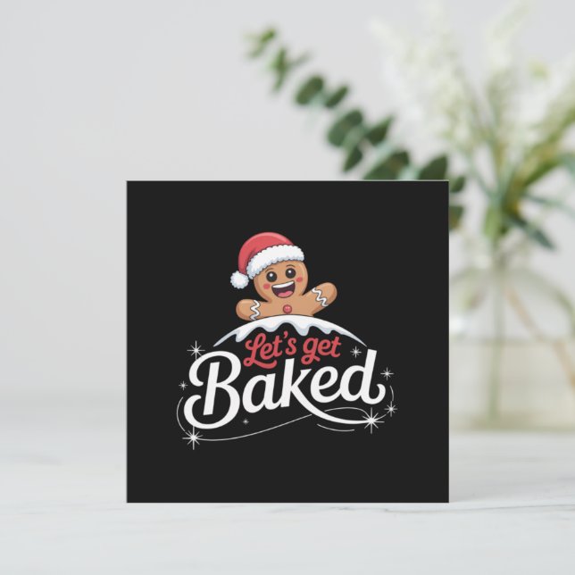 Jul Gubbe Familjen Låt Oss Baka  Julkort (Stående Fram)