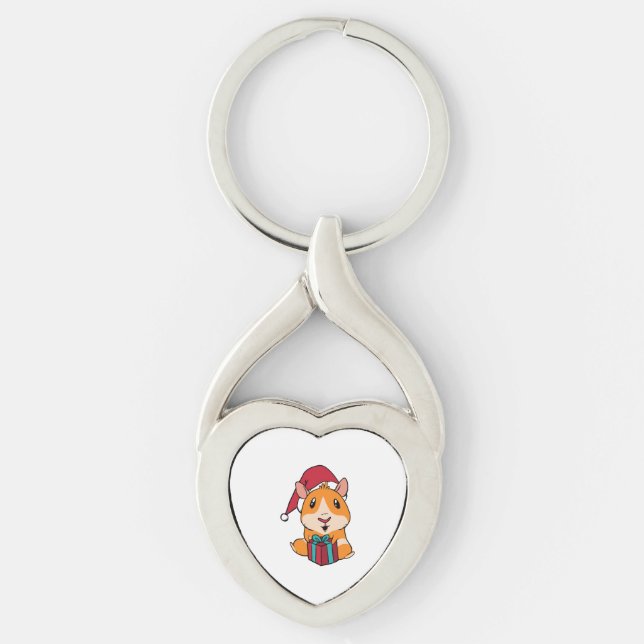 Jul Guinea Gris Twisted Heart Silverfärgad Nyckelring (Framsidan)