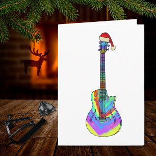Jul Guitar Wearing a Santa Hat Kort