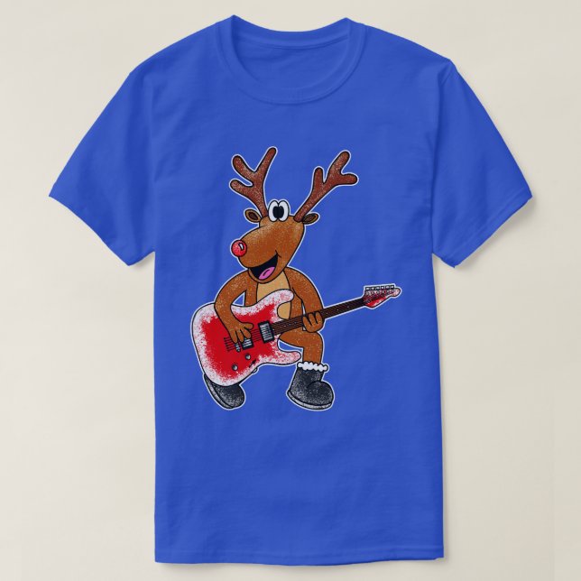 Jul Guitarist Rudolf The Reindeer Electric G T Shirt (Design framsida)