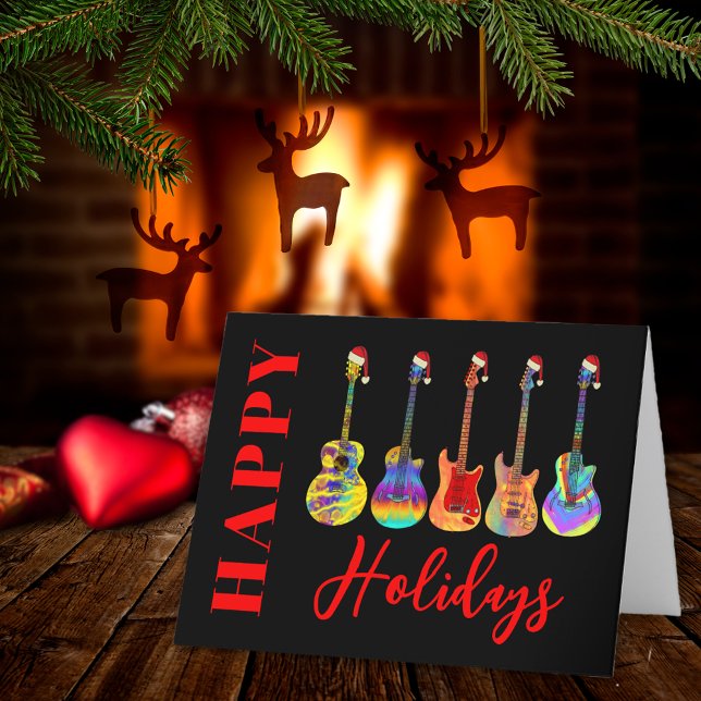 Jul Guitars Glad helg (Music themed Happy holidays Christmas guitars personalized holiday greetings card)