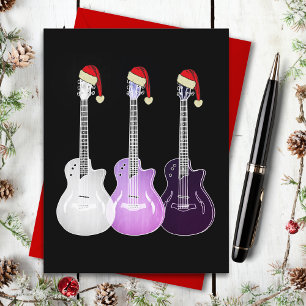 Jul Guitars Wearing Santa Hats Rosa Black Helg Vykort