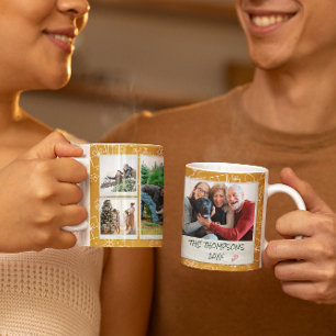 Jul Gula Klotter Multi Foto Familj Presenter Kaffemugg