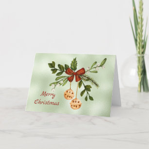 Jul Guld Baubles Grönt Watercolor Helgkort