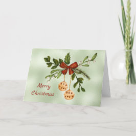 Jul Guld Baubles Grönt Watercolor Helgkort