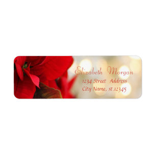 Jul, Guld Bokeh, Julstjärna Returadress Etikett
