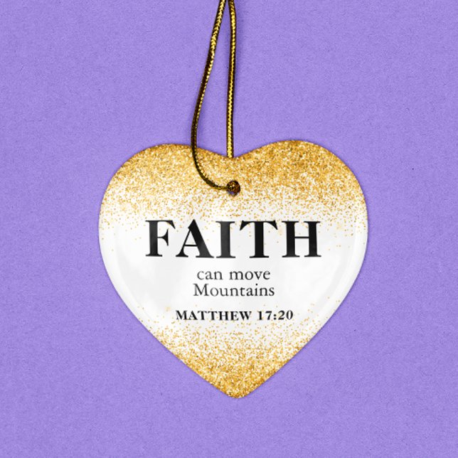Jul Guld Glitter Bible Verse Faith Heart Julgransprydnad Keramik (Skapare uppladdad)