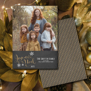 Jul Guld Glitter Joyeux Noel Snöflingor Julkort