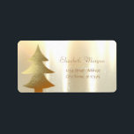 Jul ,Guld Julgran Adressetikett<br><div class="desc">Julgran på glansig bakgrund i guld. En elegant och en sofistikerad designe.Kostumize med ditt namn och information om adress.</div>
