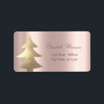 Jul ,Guld Julgran, Ro Guld Adressetikett<br><div class="desc">Julgran på glansig bakgrund i ro guld. En elegant och en sofistikerad design. Anpassa med ditt namn och information om adress.</div>