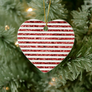 Jul Guld Red White Glitter Rand Julgransprydnad Keramik